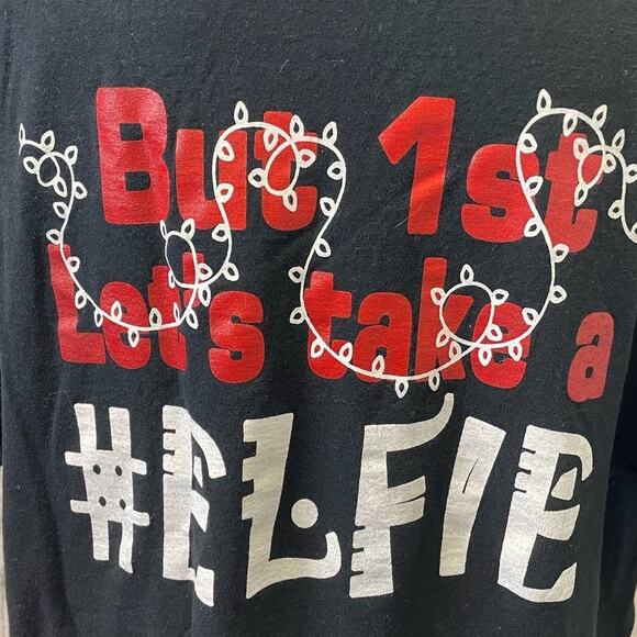 Lets Get Elfed Up Mens XL Christmas #Elfie Short Sleeve 100% Cotton Tee Shirt - Picture 4 of 6